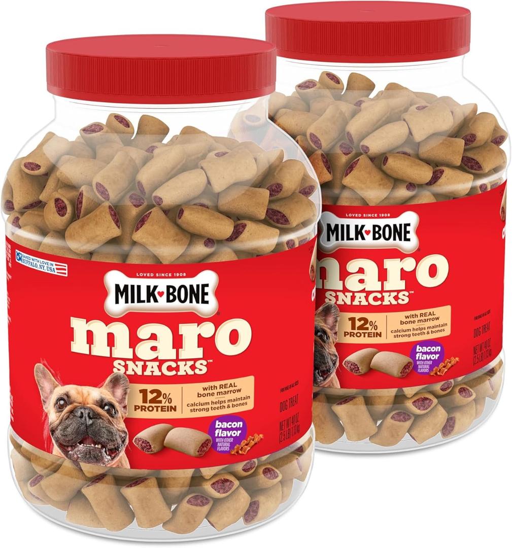 Milk-Bone MaroSnacks Bacon Flavor Small Dog Treats With Bone Marrow, 40 Ounces (Pack of 2) 