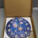 Glowing Butterflies Wall Clock 10 inch Round Silent Non Ticking Wood Wall Clocks Battery Operated Easy to Read Decorative Wall Clock for Bedroom Kitchen Living Room Bathroom