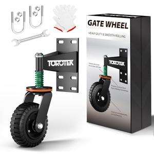 Gate Wheel Fence Gate Wheels for Wooden Gate Metal Tube Gate, 6inch Heavy Duty Gate Wheel 500lb Capacity 360 Degree Rotation Spring-Loaded Gate Casters Suitable for Various Land Surface, Black