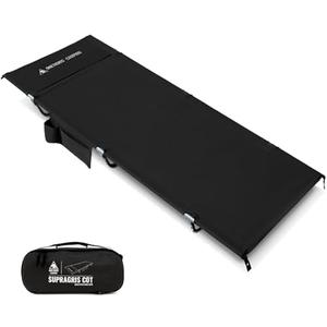 ONETIGRIS SUPRAGRIS Camping Cot, Support Up to 400lbs, Lightweight Comfortable Folding Bed for Camping, Hiking, Backpacking, Travel, Car Trips, Office Nap (Black)
