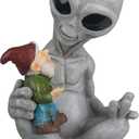 Andre' & Fritz Friendship Stories Alien and Gnome Garden Statue | Poly-Resin 6.5" h x 4" w x 3.5" d Outdoor Dcor (Stories - Garden Statue)