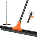 JEHONN Floor Squeegee Heavy Duty with 58.3 inches Long Handle, Rubber Scraper Broom for Cleaning Foam Water on Garage Concrete Bathroom Tile Marble Shower Glass Shop Deck Window Indoor Outdoor (Orange)