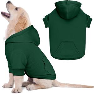 Dog Sweaters for Small Dogs Pet Sweater Solid Soft Brushed Fleece Dog Hoodie Clothes Pet Hoodie Sweatshirt with Pocket(Green-XS)