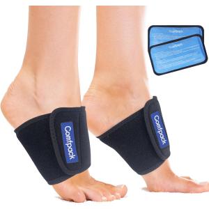 Cold Therapy Wrap with 2 Packs for Pain Relief, Reusable Gel Ice Packs for Foot Plantar, Wrist, Ankle, Great for Sprains, Muscle Pain, Bruises, Injuries (Black)