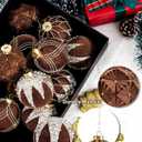 Ciaell 12PCS Brown Velvet Christmas Ornaments - 3.15inch Christmas Tree Balls - Shatterproof Plastic Balls Xmas Hanging Ornaments with Gift Box for Holiday Indoor Outdoor Decorations