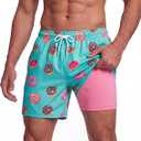 BRISIRA Mens Swim Trunks 5 Inch Compression Liner Beach Swim Shorts Bathing Suit Quick Dry 4-Way Stretch Pockets