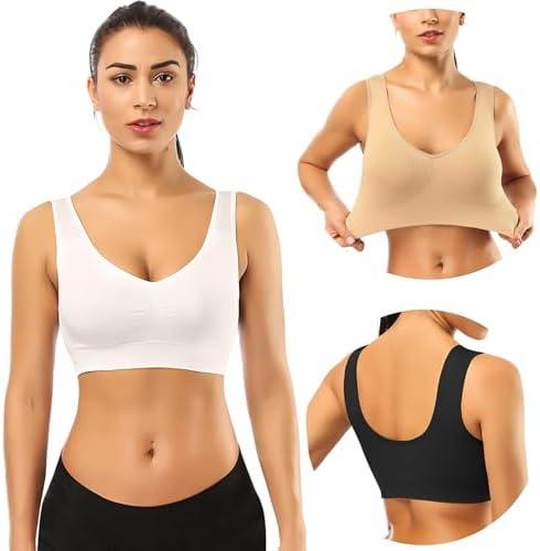 BESTENA Sports Bras for Women, 3 Pack Seamless Comfortable Yoga Bra with Removable Pads at Amazon Womens Clothing store