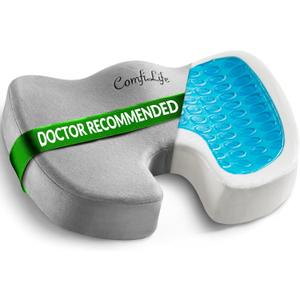 ComfiLife Gel Enhanced Seat Cushion  Office Chair Cushion  Non-Slip Gel & Memory Foam Coccyx Cushion for Tailbone Pain - Desk Chair Car Seat Cushions Driving - Sciatica & Back Pain Relief (Gray)