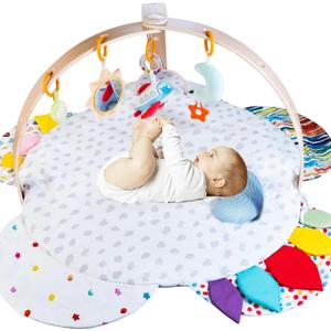 WOODMAM Wooden Baby Activity Gym with Detachable Sensory Toys | Montessori Developmental Play Gym for Infants | FSC-Certified Wooden Frame Baby Toy | Foldable Baby Gym, Baby Shower Gift