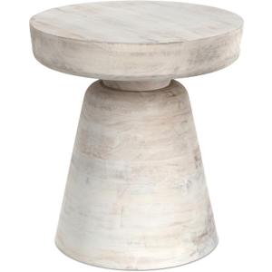 SIMPLIHOME Robbie SOLID MANGO WOOD 16 inch Wide Round Contemporary Rustic Accent Table in Distressed White Wash, Fully Assembled for the Living Room and Bedroom