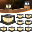Mlambert 4x4 Solar Post Cap Lights 8-Pack, 2 Lighting Modes Solar Fence Cap for Wooden Vinyl Post, Waterproof Deck Light Patio Porch Decoration, Black