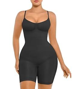 FeelinGirl Hip Enhancer Bodysuit Body Shaper Plus Size Seamless Full Body Waist Trainer Tummy Control Shapewear Back Support Black 3XL/ 4XL