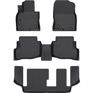 HAFIDI Floor Mats Fit for 2016-2023 Mazda CX-9 (Only Fit 7 Passenger) All Weather Protection TPE Anti-Slip Automotive Floor Liners, Fits 1st & 2nd & 3rd Row Full Set CX9 Custom Accessories, Black