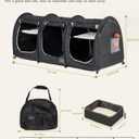 Portable Three Compartment Show House Cat Cage Condo - Easy to Fold & Carry Kennel - Comfy Puppy Home & Dog Travel Crate with Portable Carry Bag,2 Hammocks,3 Mats and Collapsible Litter Boxs