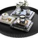 Gurfuy 24" Round Extra Large Ottoman Serving Tray - Rustic Wooden Table Tray for Farmhouse Decorative Oversized Coffee Table Trays Living Room Kitchen Counter Breakfast Black