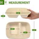 100 Pack 2 Compartment Paper Bowls for Chip Dip, Nacho Cheese, Main Dish and Sides, Microwavable Two Compartment Deep Disposable Bowls for Snacks, Party Catering