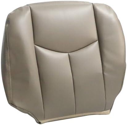 Priprilod #522 Med Tan Microfiber Leather Driver Side Bottom Replacement Seat Cover Compatible with Chevy Avalanche Silverado GMC Sierra 1500 2500 3500 HD 2003 2004 2005 2006