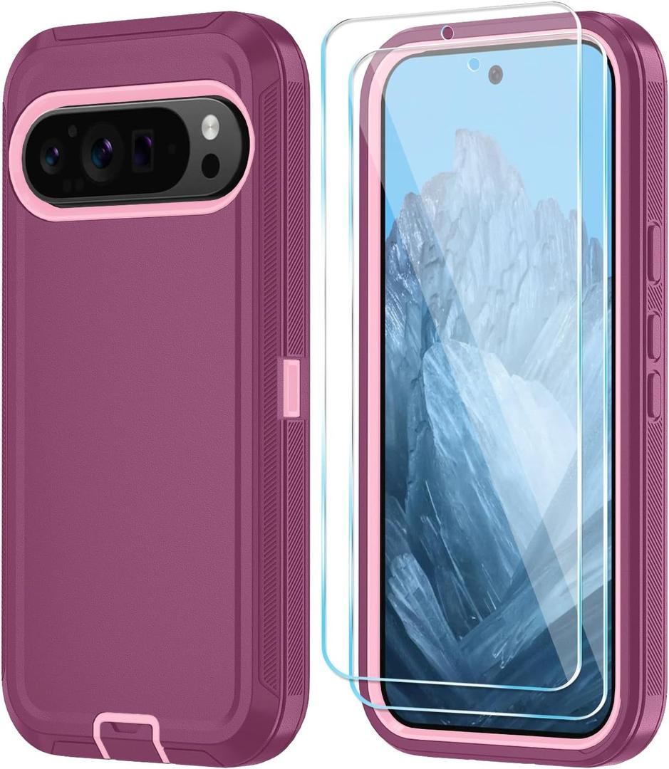 Qinmay Phone Case for Google Pixel 8A Case with HD Screen Protector, Heavy Duty Shockproof & Dropproof 3-Layer Cover Phone Case for Pixel 8A,DarkBlueGreen