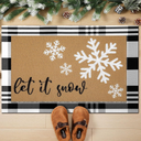 Drydiet 2 Pcs Winter Let It Snow Coir Doormats Outdoor Snowflake Welcome Door Mats Layered Buffalo Plaid Front Door Rugs Non Slip Floor Mats for Christmas Porch Entryway Indoor Outdoor Decor