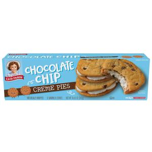 Little Debbie Chocolate Chip Creme Pies, 8 Individually Wrapped Sandwich Cookies, 10.63 OZ Box (EXP 07/27/26)
