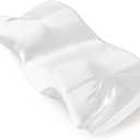 P Pothuiny Satin Pillowcase for Cervical Pillow, Smooth Neck Pillow Case Cover Silky Soft Contour Cervical Pillow Cover with Zipper (Ivory White)