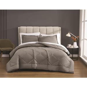 CANNON Solid Percale 200 Thread Count Comfort Sets Grey 100% Cotton 3-Piece Full/Queen Comforter Set, Solid Color Themed, Adult Bedding, Oeko-TEX Certified