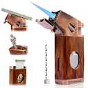 VloEssic Butane Torch Lighter Built-in Cutter, Punch, Holder, Draw Enhancer, Jet Flame Butane Refillable Lighter, Windproof Jet Lighter Adjustable, 5-in-1 Cool Lighters Gift for Men (Without Gas)