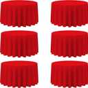 BRILLMAX 6 Pack Red Round Tablecloths 120 Inch for 60 Tables - 150 GSM Polyester Fabric, Floor Length Drop, Water, Stain & Wrinkle Resistant Cloth Cover for Wedding Reception Banquet Dining Party