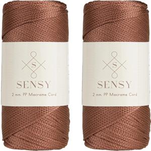 Sensy Premium 2 Pack of 2mm 251 Yards Polyester Rope 100% Polypropylene Cord Macrame Cord 2mm Crochet Bag Cord Macrame Rope Crochet Thread Gift for Knitter (Copper)