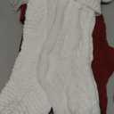 Celltestria 4pcs 18Inches Knitted Christmas Stockings Decoration, Cream White Burgundy Large Cable Xmas Hanging Stocking Personalized Knit Stocking's with Name Tags for Family Home Farmhouse Decor