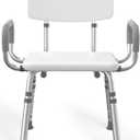 HOMLAND Shower Chair for Inside Shower with Arms and Back, 500 lbs Heavy Duty Shower Seat for Bathtub, Height Adjustable Safety Bath Seat for Elderly, Adults, Handicap and Disabled, White