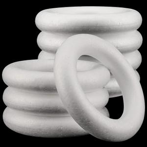8 Pack 8 Inch Craft Foam Wreath, White Polystyrene Foam Circles Ring, Round Foam Wreath Form for Crafts DIY Arts Floral Projects Home Wedding Decor