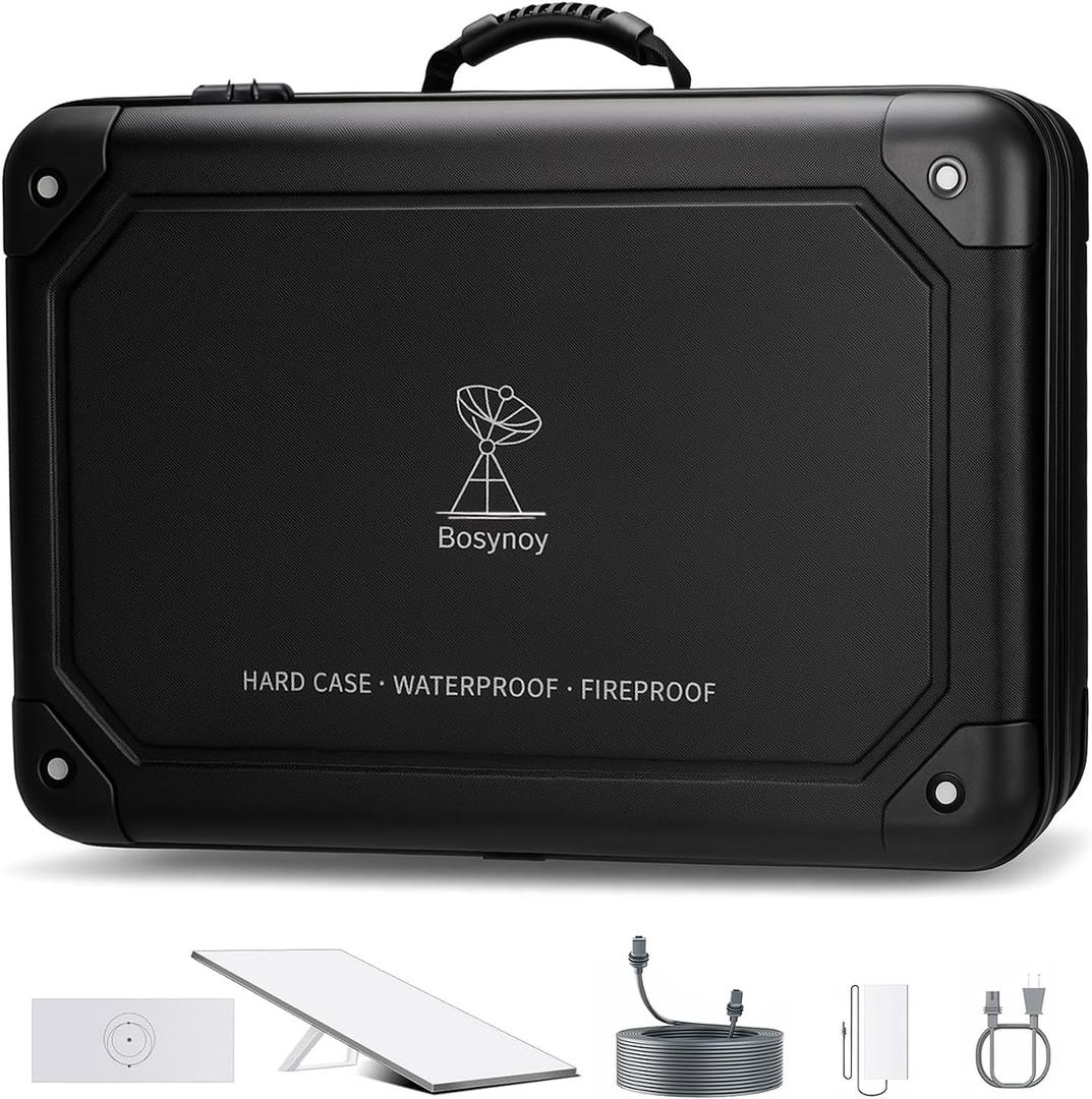 Bosynoy Carrying Case Compatible with Starlink Gen 3, Shockproof Satellite Dishes Case with Custom Fit Interior for Accessories, Water-resistant Travel Bag with Security Lock for RV and Camping, Black