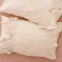 Flber Tufted Tassel Sham Set Lattice Cotton Pillow Covers, 19.7in x35.5in, Set of 2