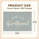 Cute Blue Coastal Girls Room Decor,Beach Room Decor Long Live Girlhood Sea Shells Linen Hanging Banner Flag for Nursery Playroom Wall,Toddler Decorations Trendy 30x20,girlroom