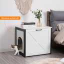 Dwanton Cat Litter Box Furniture Hidden, Cat Litter Box Enclosure, Reversible Entrance Can Be on Left or Right Side, Indoor Cabinet, Wooden Washroom, End Table, Nightstand, White, 23.6" L