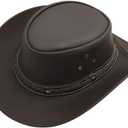 Australian Leather Cowboy Hat Bush Aussie Style Summer Western Outback Black and Brown Cowgirl Christmas Hat