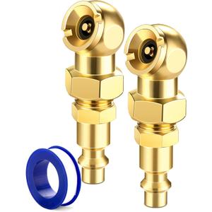 2-Pack Ball Foot Air Chuck Set, 1/4" FNPT Closed Flow Tire Chuck Inflator Nozzle w/Air Chuck Quick Connect, Tire Air Nozzle for Tire Inflator Gauge, Tire Hose Tool, Air Compressor Attachments