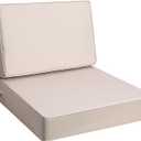 AAAAAcessories Outdoor Deep Seat Cushions, Foam Pillow, Waterproof, Fade-Resistant Patio Furniture Replacement Cushions, 24" x 24" x 5", Khaki Beige (24x24-19'' Mid Back-1 Count)