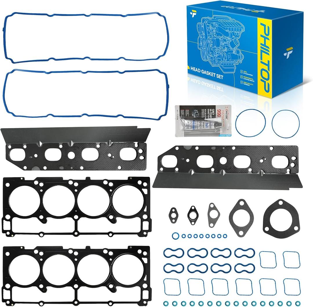 PHILTOP HS26423PT Head Gasket Set for Ram 1500, Jeep Grand Cherokee, Dodge Charge, Ram 2500/1500 Classic/3500, Challenger/Durango/300/Commander/Aspen 5.7L V8 OHV Engine Head Gasket Kit
