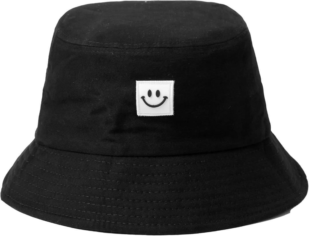 Bucket Hat Beach Sun Hat Aesthetic Fishing Hat for Women Men (US, Alpha, One Size, Black)