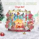 10 x Pop Up Christmas Cards, 3D Paper Woodland Winter Popup Holiday Greeting Card with Lights and Music for Family Friends in Christmas Holiday New Year - Includes Envelop and Note Card