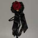 Flower Hair Combs, Rose Bow Hairpin Lace Ribbon ElegantCute Retro Handmade Hair Bride Accessories for Party Wedding Red Birthday Halloween Cosplay Women Girl Decoration