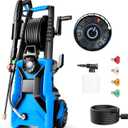 Electric Pressure Washer,5000 PSI 4.0 GPM Adjustable Pressure,Power Washer Electric Powered with Foam Cannon,4 Nozzles,33FT Hose and 500ml Soap Bottle for Home/Cars/Driveways/Patios/Fences(Blue)