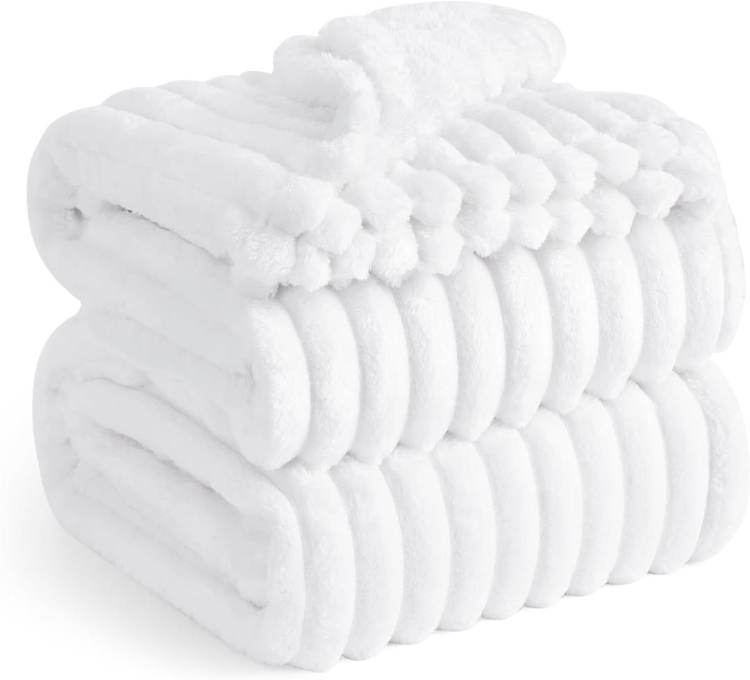 Bedsure GentleSoft White California King Size Blanket for Couch - Cozy Soft Blankets for Women, Cute Small Fleece Throws for Girls, Birthday Gifts for Women, Bright White, 102x96 Inches