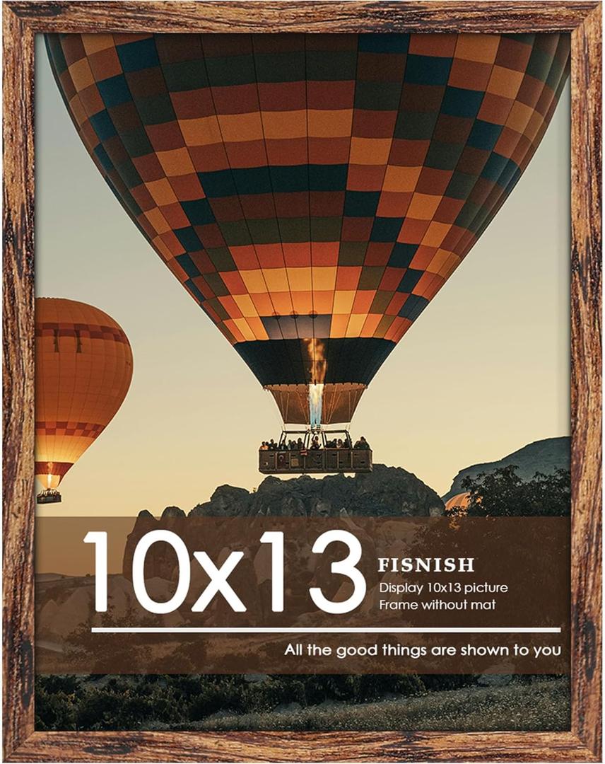 10x13 Picture Frames, for Wall Mounting Display Horizontally or Vertically Hanging, Brown