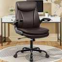 Drafting Chair Tall Office Chair Leather Executive Office Chair with Adjustable Foot Ring Flip Up Armrest - Comfy Ergonomic Desk Chairs with Lumbar Support for Office Home Studio - Black (P03-Z)