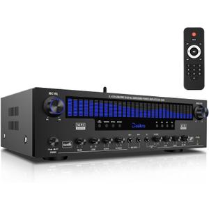 Stereo Receivers Home Audio Amplifier w/DSP Display,300W Rated Power 5.1 Channel Bluetooth Receiver,Home Amp w/BT/CD/DVD/AUX/USB/BT/FM/Opt/COA/MIC for Home/Studio/Theater Passive Speakers