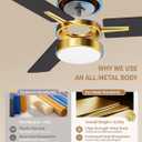 LANMEL 42'' Black and Gold Ceiling Fans with Lights and Remote, 6 Speed Low Profile Modern Ceiling Fan with Quiet DC Motor for Indoor Outdoor Bedroom Living Room