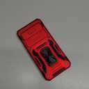 DEERLAMN Case for Google Pixel 8 with Slide Camera Cover+Screen Protector (1 Pack), Rotated Ring Kickstand Military Grade Shockproof Heavy Duty Protective Cover-Red